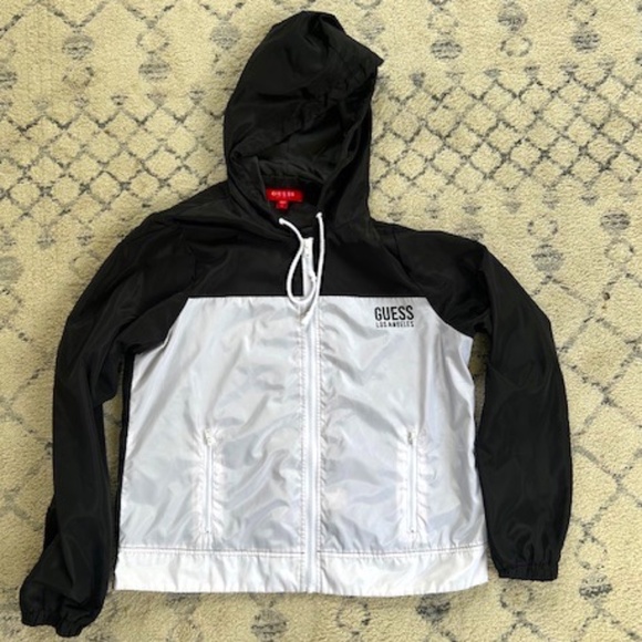 GUESS Hooded Rain Jacket, sz L - Picture 1 of 5